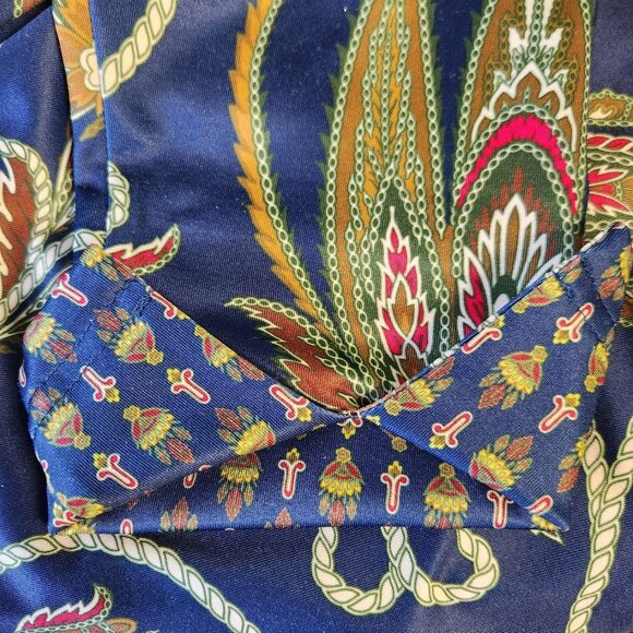 Gretchen Scott XS Pullover Top Navy Multi-color Paisley 1/2 Sleeve - Picture 2 of 6